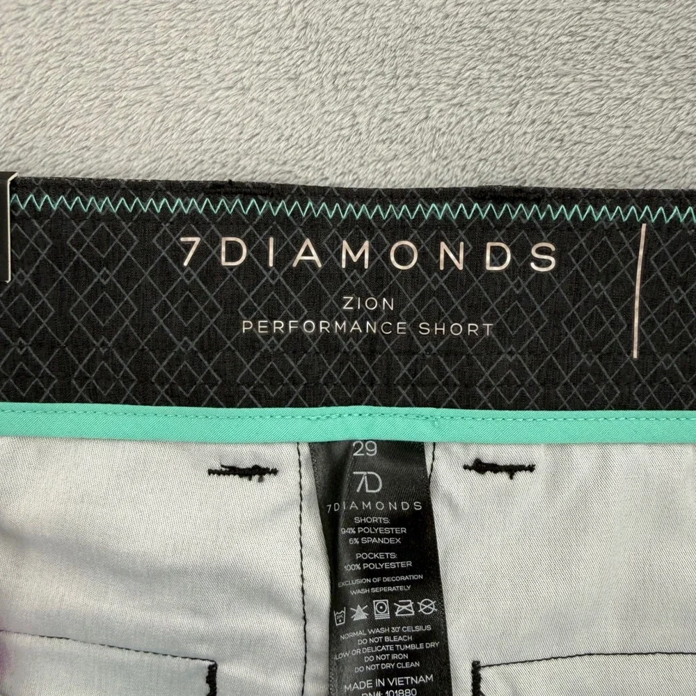 7 Diamonds Zion Performance Strech Shorts Mens 29 Grey Micro Pattern Golf